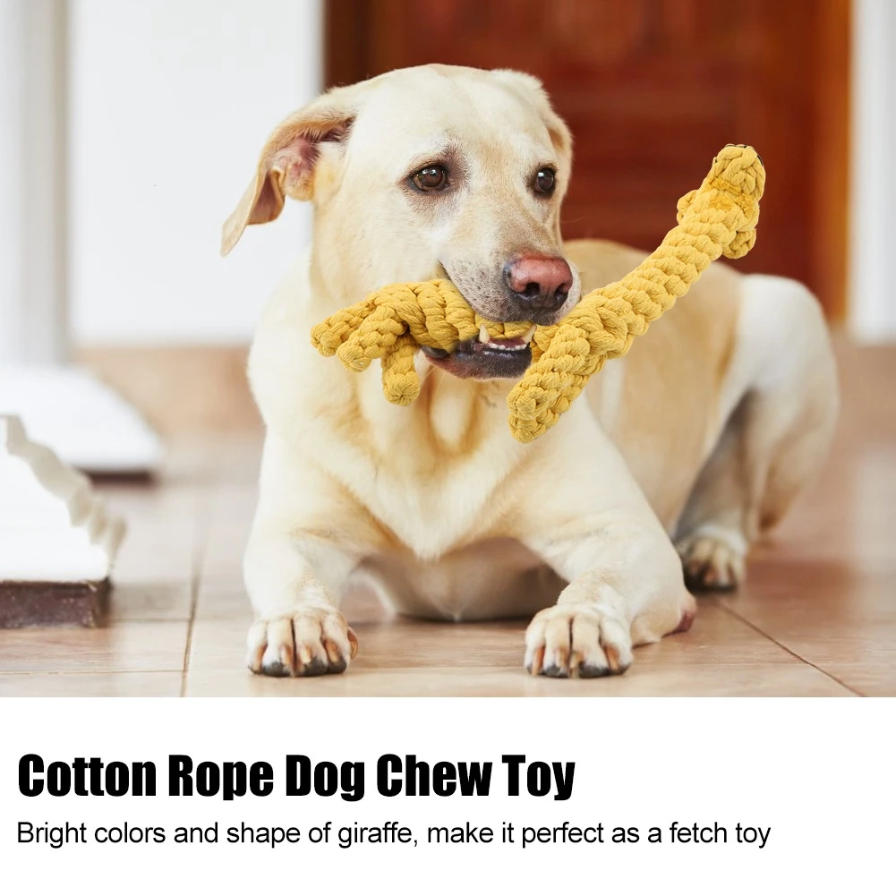 Pet Dog Toys Cartoon Giraffe Dog Chew Toys Durable Braided Bite Resistant Puppy Molar Cleaning Teeth Cotton Rope Toy