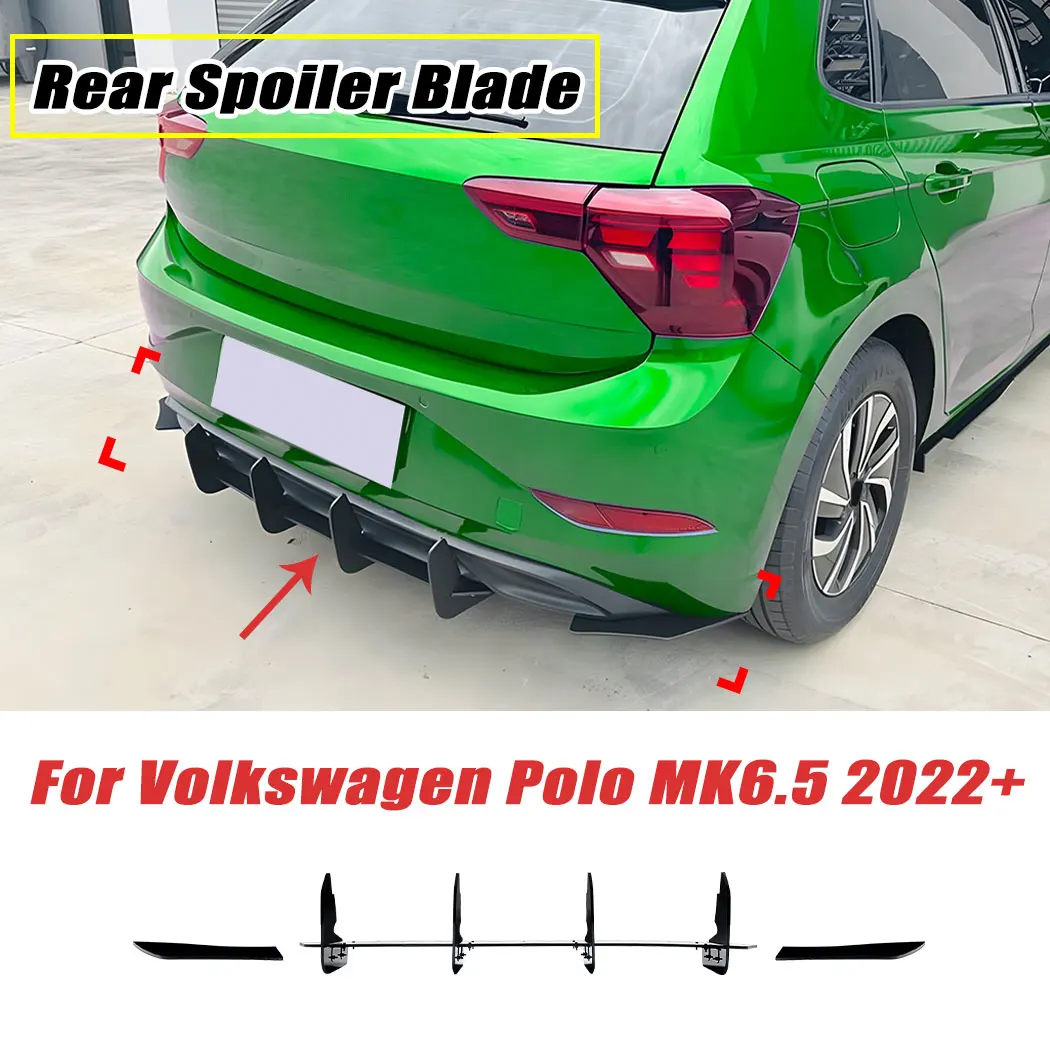 

Car Rear Bumper Wind Knife Style Spoiler Tail Lower Blade Exterior Guard Decoration Body Kit For Volkswagen Polo MK6.5 2022+