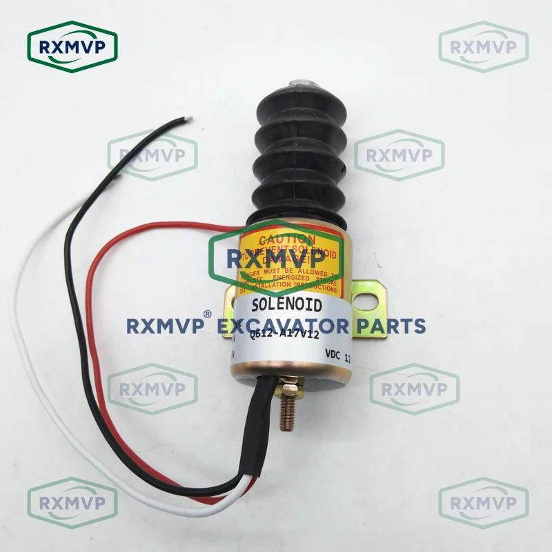 Q612-A17V12 Stop Solenoid Valve 12V Fits Excavator Diesel Engine Construction Machinery Parts