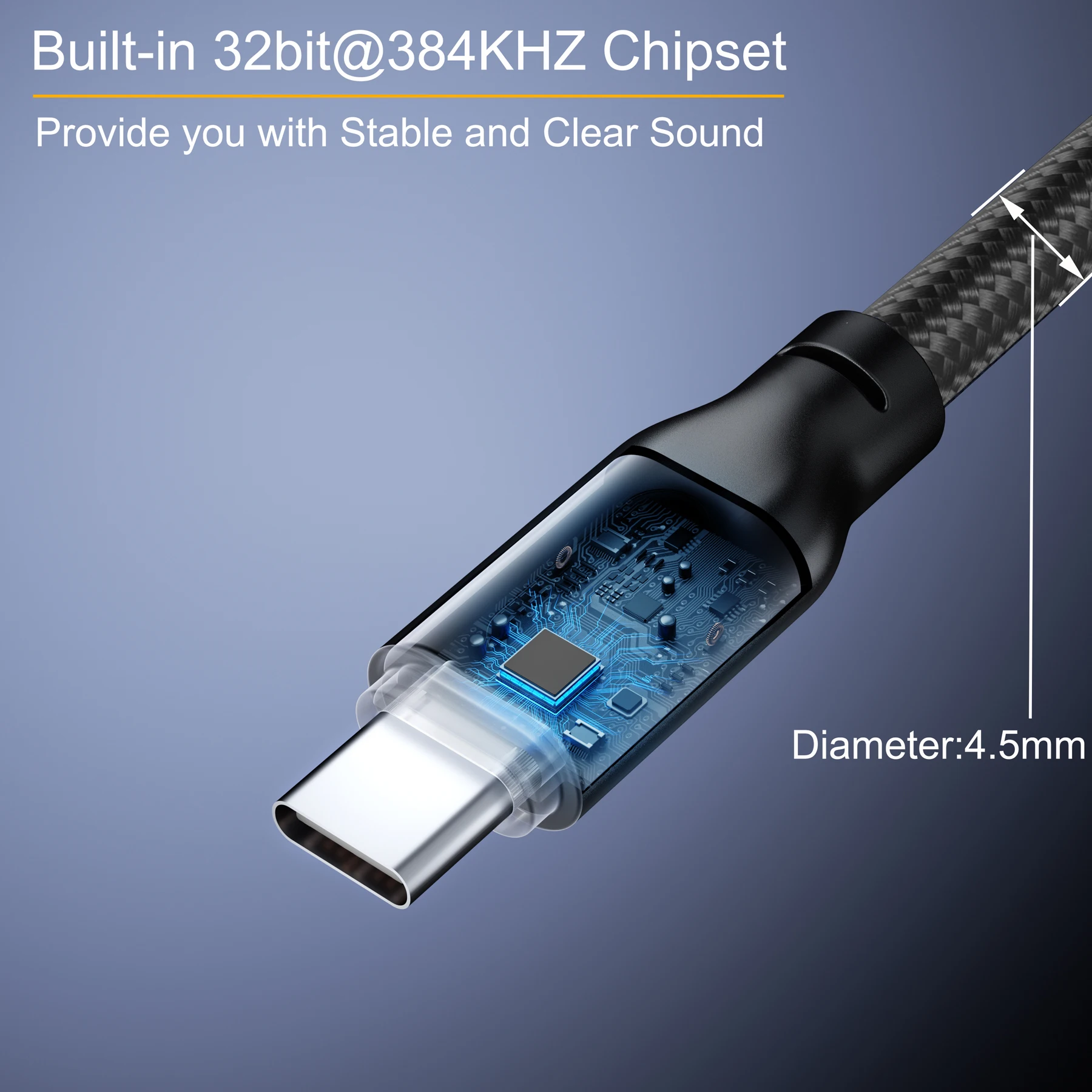 Cavo Audio Aux Bochara intrecciato da tipo C a doppio XLR maschio OFC integrato Chipset 32bit @ 384KHz Foil + intrecciato schermato per altoparlanti