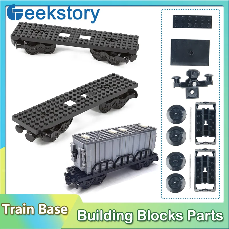 Train Base Technical Building Blocks Parts City Train Accessories Train Chassis Plate MOC Bricks Model Assembled DIY Toys