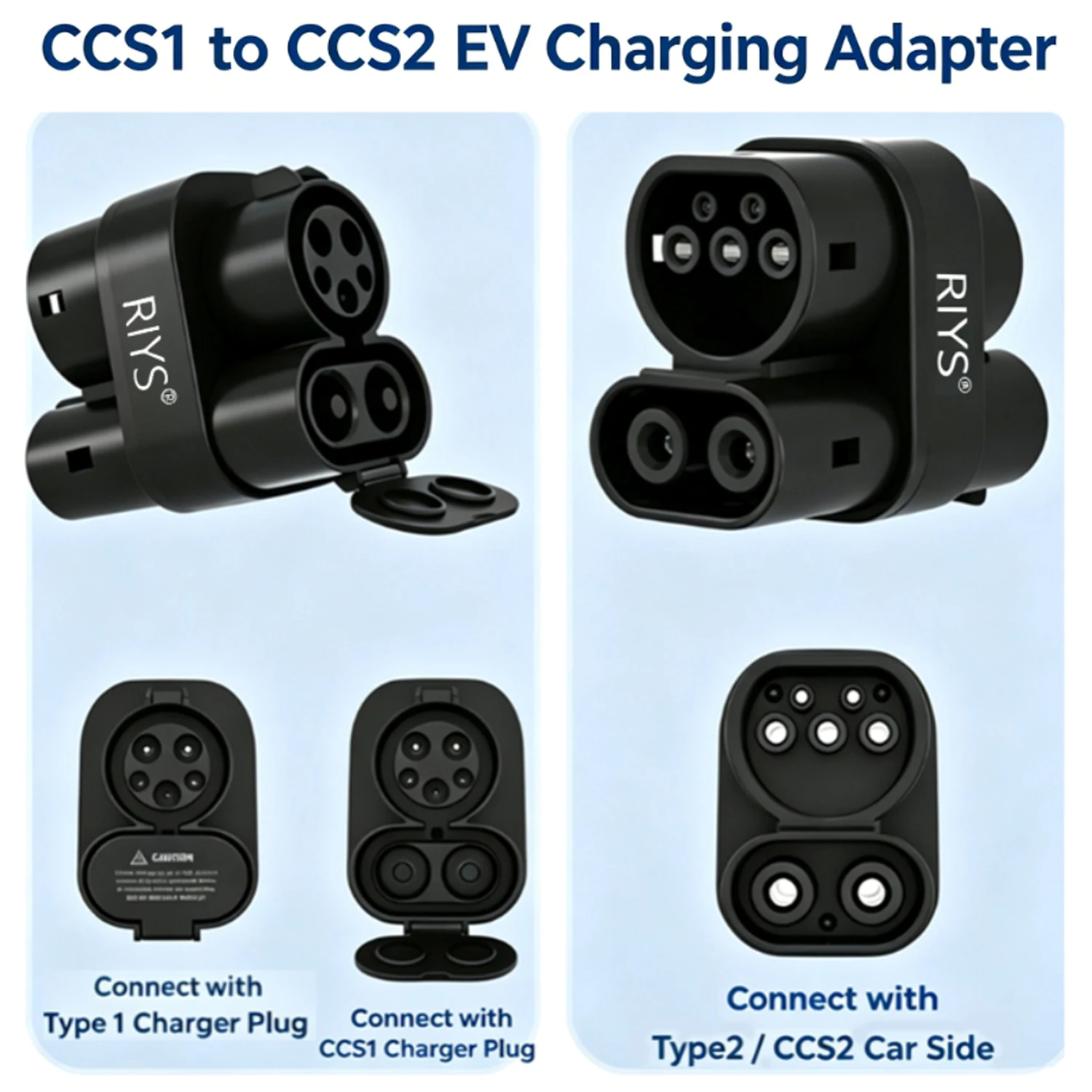 RIYS CCS1 to CCS2 Adapter 400A MAX Fast EV Charger Support AC Type1 to Type2 Charging Adaptador ccs1 a ccs2 para GEELY EX5 2026