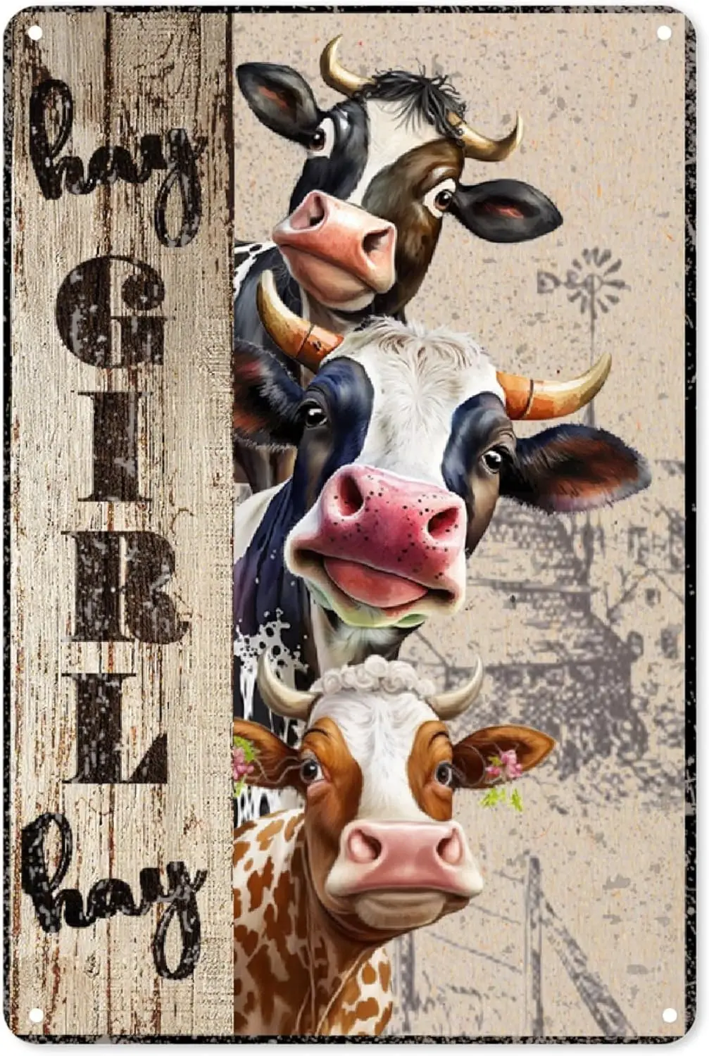 Cows Poster 8 X 12 nches lumnum Metl Sgn, Cow Wll Decor Sgns