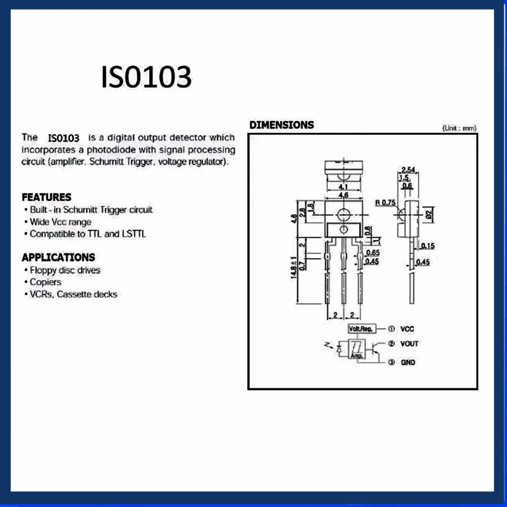 10PCS  IS0103 Laser receiver tube-to-tube (non-modem) Normal high/low level IS0103/IS0203