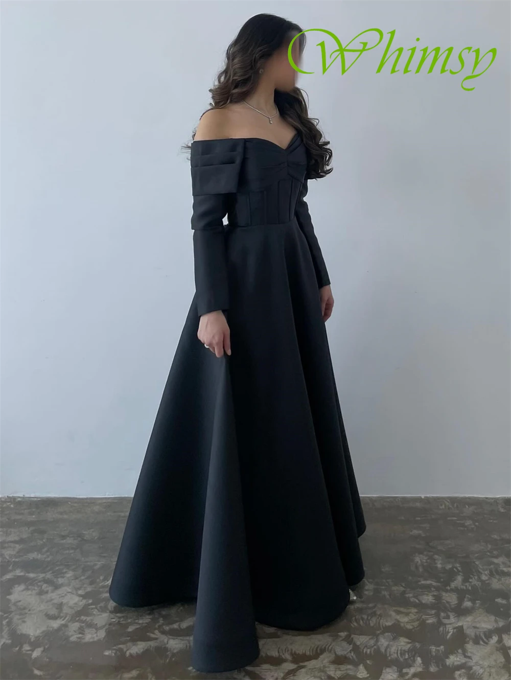 

Классическое атласное вечернее платье по индивидуальному заказу, нежные платья для выпускного вечера с длинными рукавами, вечерние платья с v-образным вырезом и скользящим шлейфом для особых случаев