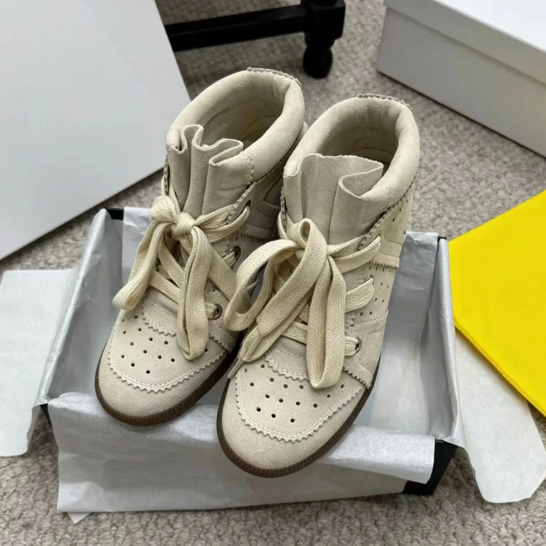 

Women Suede Wedge Sneakers High-top Concealed Wedge Heel Shoes