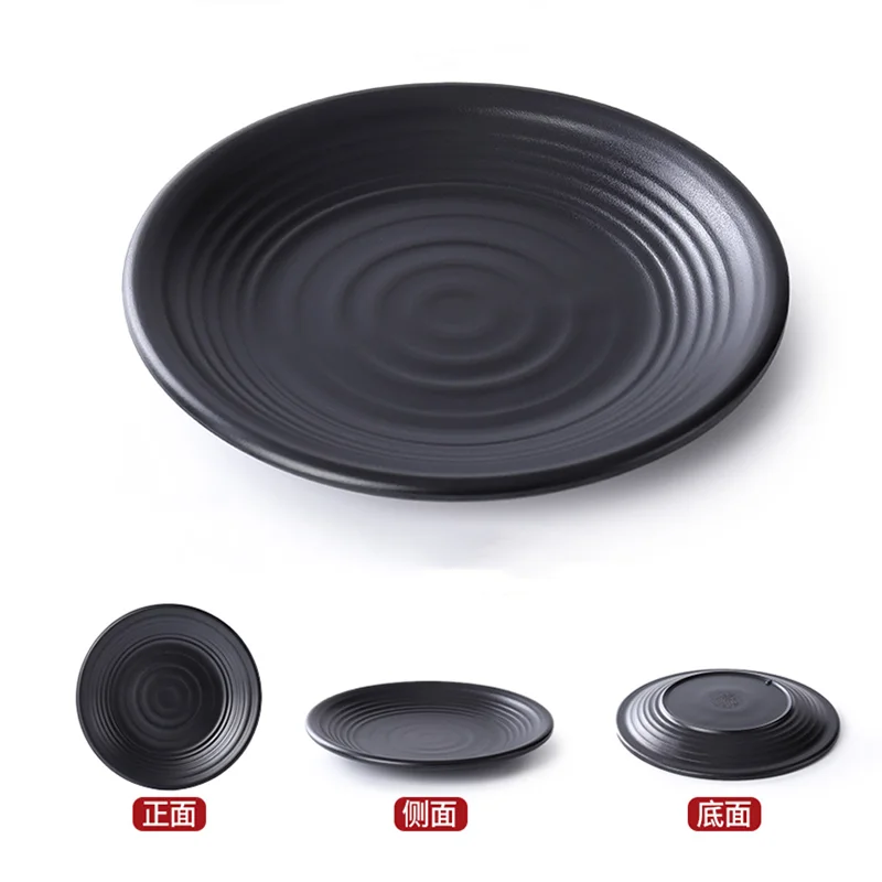 Melamine Imitation Porcelain Tableware, Japanese Frosted Black Plate, Barbecue, Sushi Appetizer, Decorative Kitchen Utensils