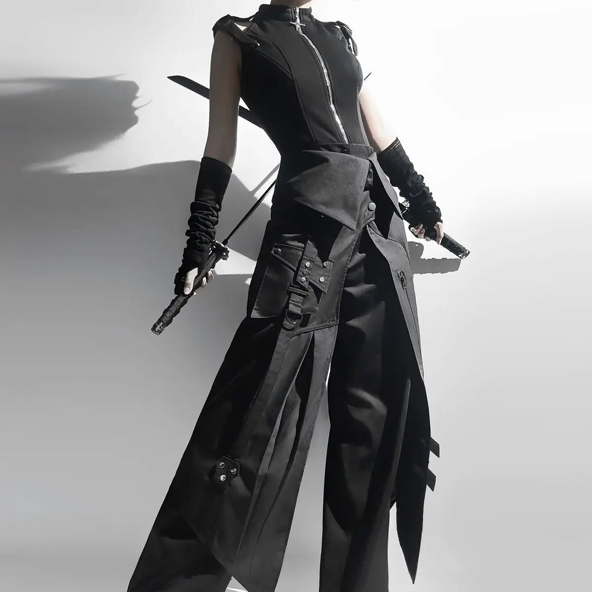 

Gothic Punk Costume Set Y2K Lolita Tops Pants Skirts Clothing Suit Party Cosplay CyberPunk Uniform Set