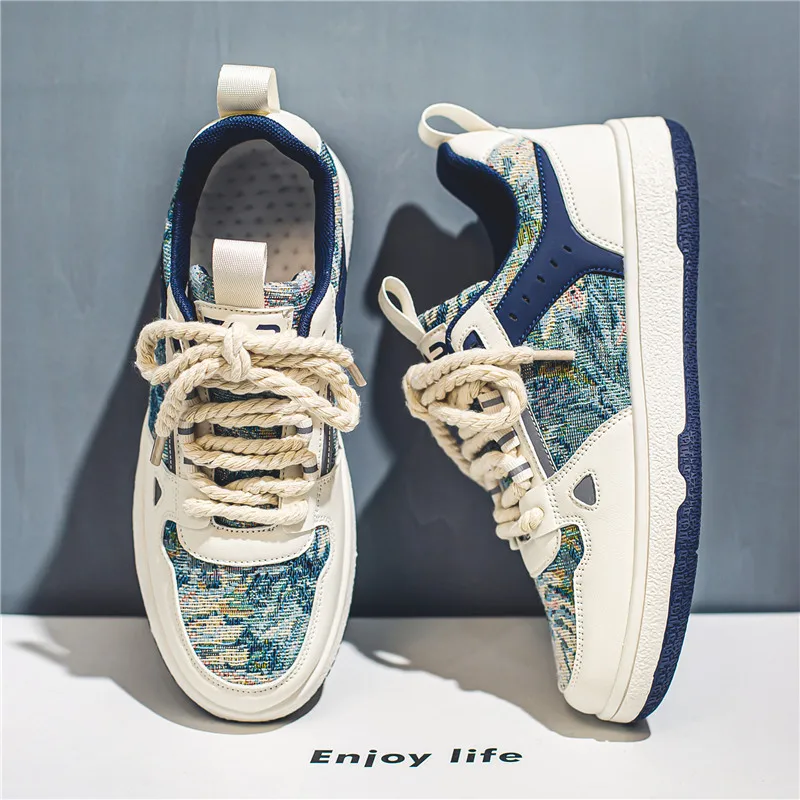 2023 Starry Night Oil Painting Shoes for Men Original Casual Sneakers  Sports Designer Shoes Vintage Footwear Artist\'s painting