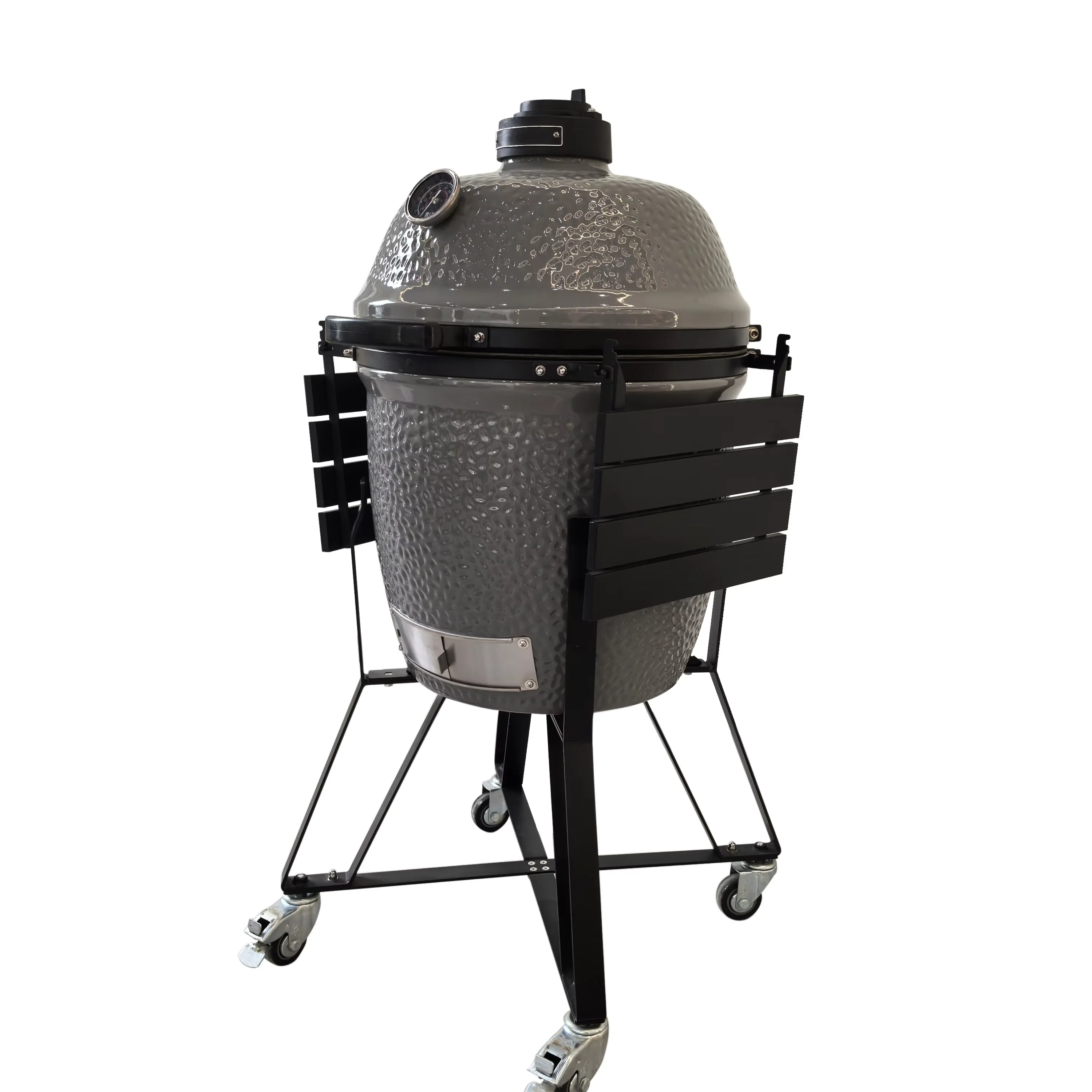 Modern 22-Inch Large Vertical Glossy Light Grey Ceramic BBQ Outdoor Barbecue Stove Charcoal Barbecue Stove