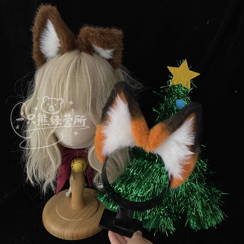 Handmade Work Anime Simulation Beast Dog Fox Red Fox Ears Hairhoop For Game Party Halloween COSPLAY Costume Accessories