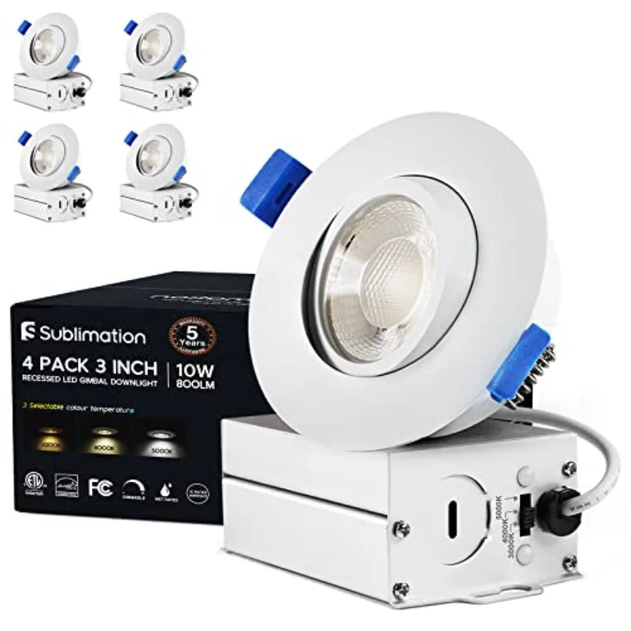 

s ch Gimbal Led Recessed Light with Junction Box 10w, Waterproof recessed Lights for Shower, Colors, Suitable for Bathroom, Par