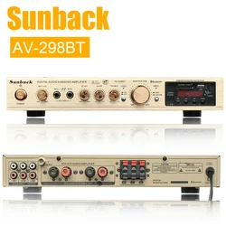 SUNBUCK AV-298BT 110V/220V 2200W Home theater Power Amplifier 5 Channel Bluetooth AMP HiFi Sound Amplifier FM SD USB 2 Mic input
