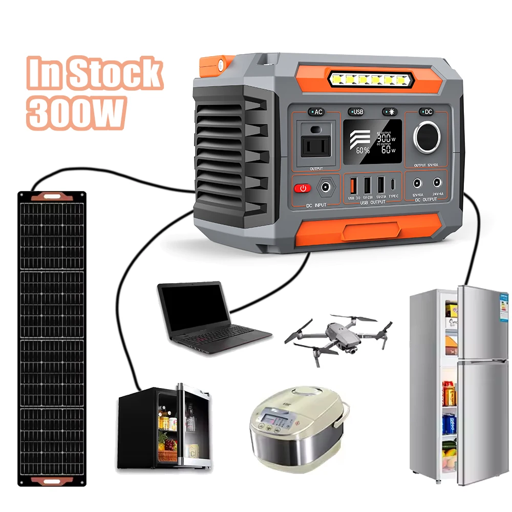 new Camping Portable Power Station 1000W 500W 300W 3000W Off Grid Portable Solar Generator Home Emergency Backup Power House