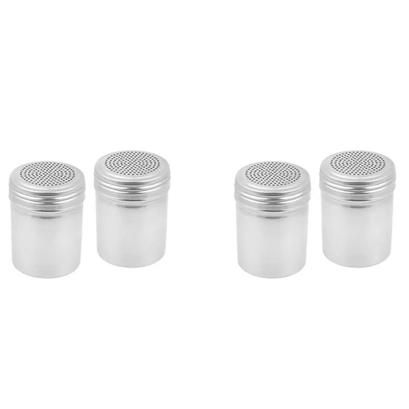 ABVT-(Set Of 4) Dredge Shakers 10 Oz, Stainless Steel Spice Shakers Baking/Cooking