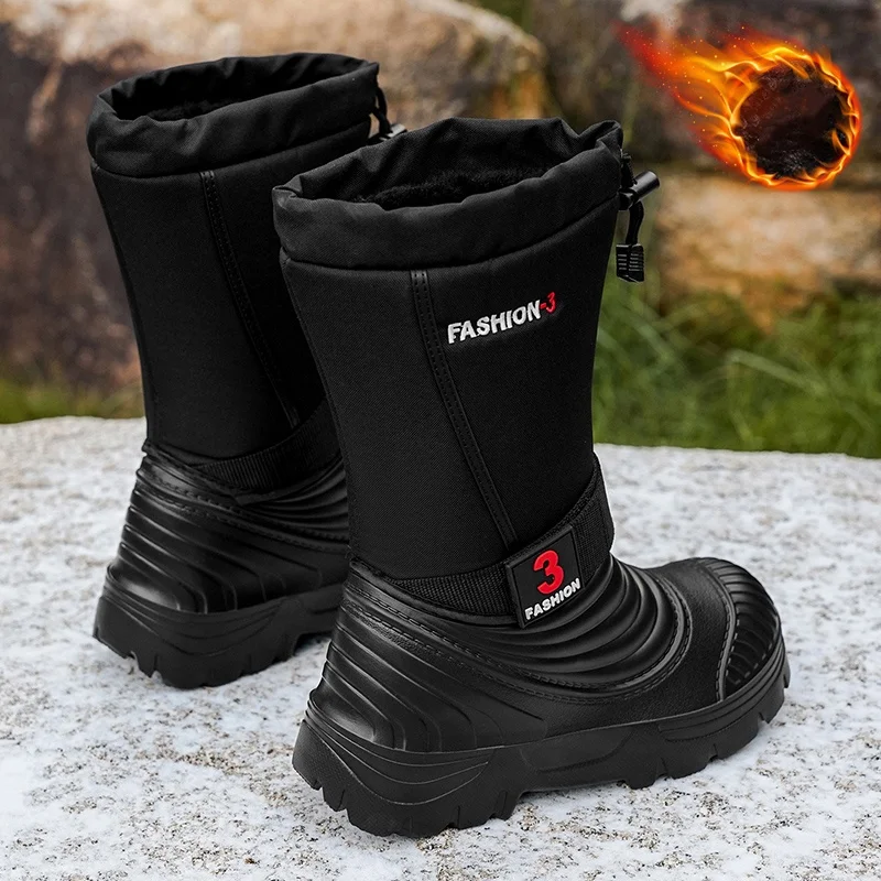 Men's New Snow Boots for Autumn and Winter, Fleece-Lined and Thickened, Cold-Proof, Outdoor Warm, Waterproof, Anti-Skiing, Hiking view 3