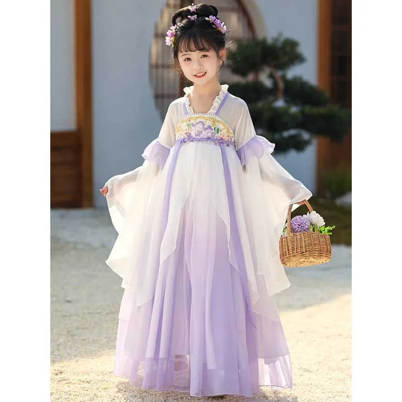 

Hanfu girls spring and autumn ancient Chinese style 2026 new children's ancient style skirt super fairy girl Tang princess skirt