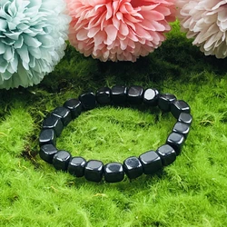Shungite Bead Bracelet 8mm Cube Crystals Premium Quality Shungite Crystal Bracelets Stretch Gemstone Bracelet