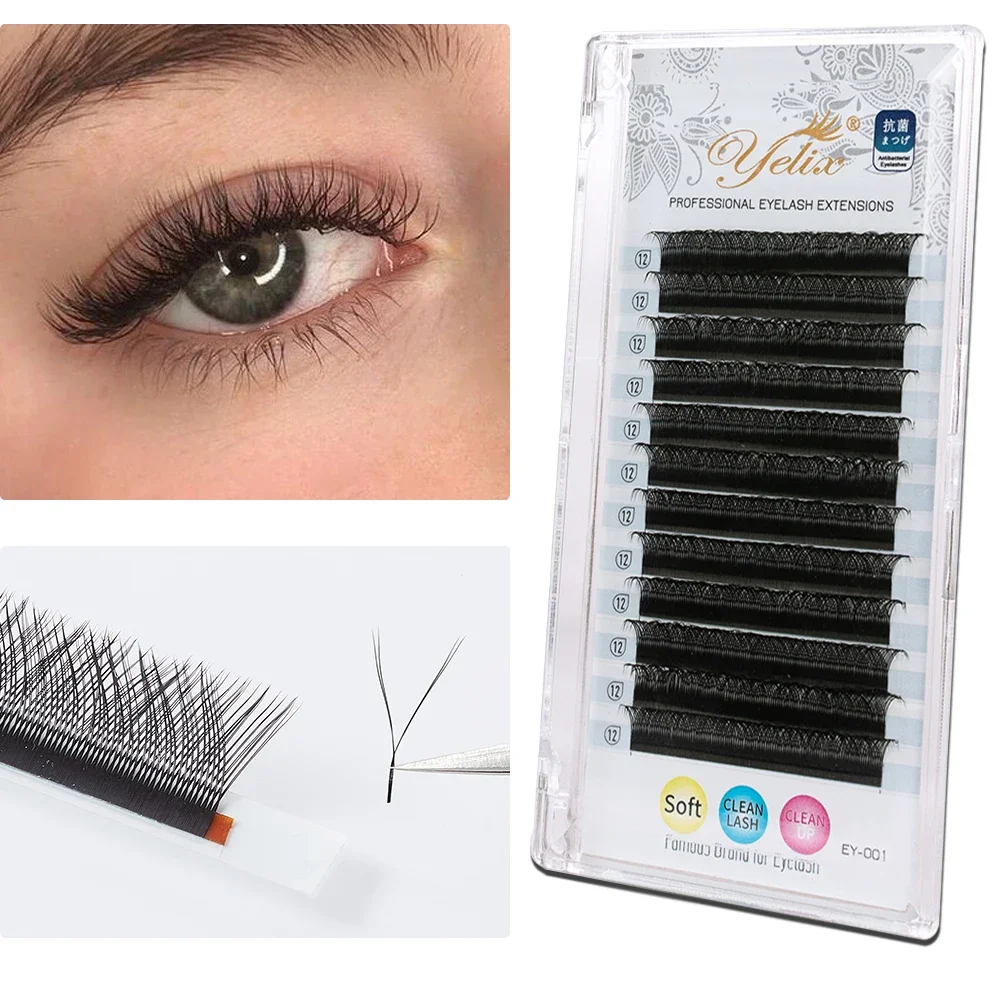 Yelix 0.07/0.05 YY Lashes Eyelash Extensions Black Brown Cilios Y Brazilian Volume Lashes Individual Lash Extension Supplies