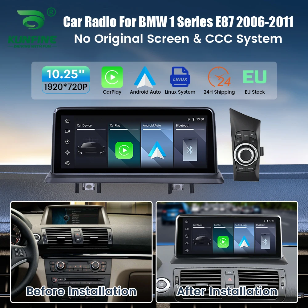 Autoradio da 10,25 pollici per BMW Serie 1 E87 2006-2011 Senza Schermo Originale Sistema CCC CarPlay Wireless Android Auto con Bluetooth Navigazione GPS Unità Principale Multimediale Aggiornamento