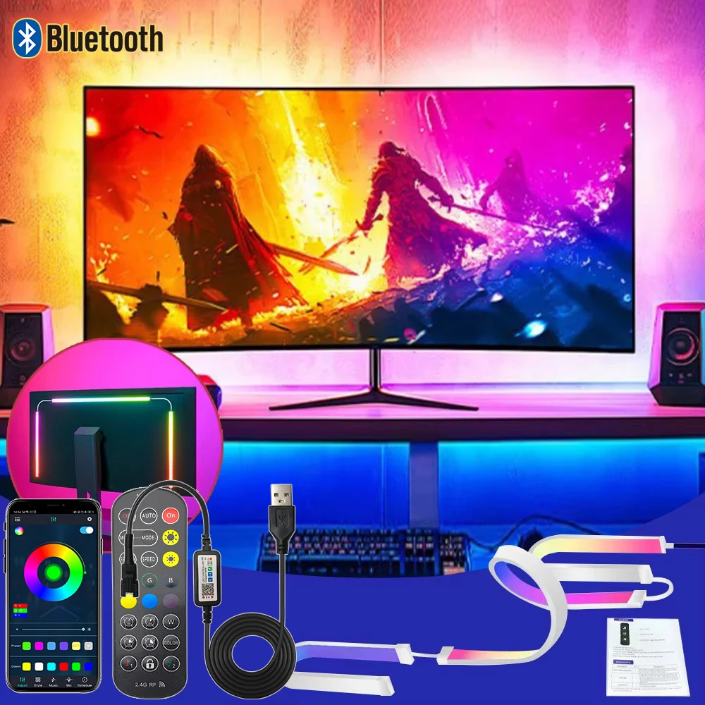 

Gaming Lights Music Sync Strip Smart Ambient Lighting PC Display Backlight Strip Smart Control RGBIC DIY Party Screen Light Game