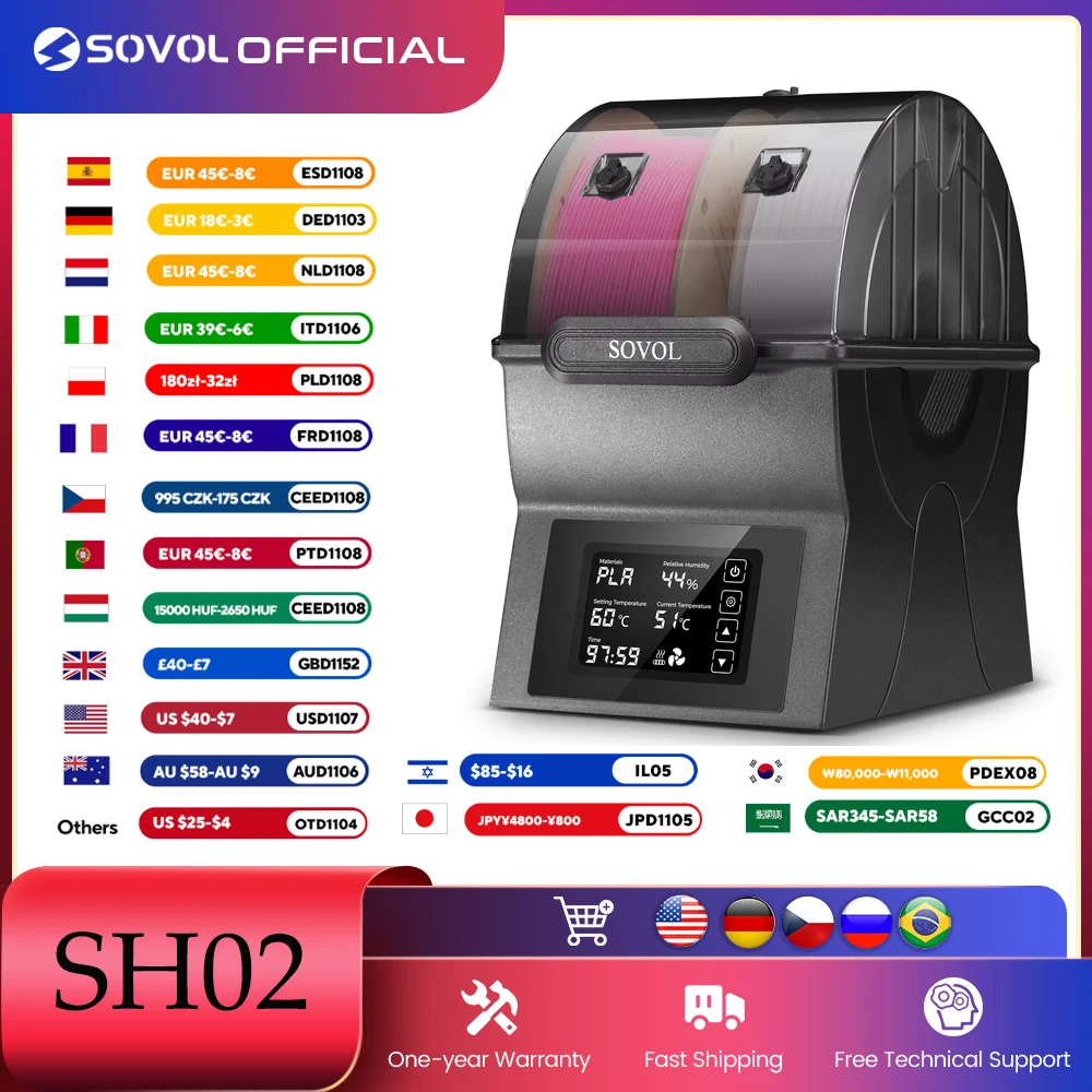 Enclosure 3D Printer - Sovol Filament Dryer SH02 Dry Box