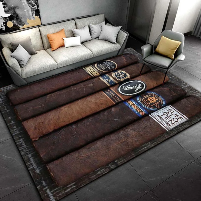 Tobacco Cigar Smoke Series Drink Area Rug,Carpet Rug for Living Room Bedroom Sofa Doormat Decoration,Kid Play Non-slip Floor Mat