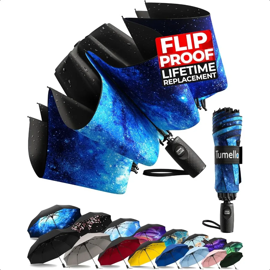

Перевернутый дорожный зонт Fliproof, маленький, прочный, но легкий, портативный и автоматический, складной зонт от дождя, прочный премиум-класса