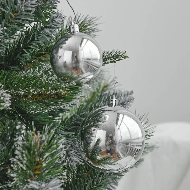 6/8/12/15cm Big Light Silver Balls Christmas Tree Decorations Ornaments Balls Wedding Xmas Party for New Year Home Decor Gift