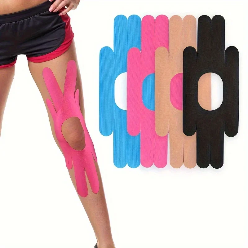 2 Stück Sportmuskelband für Sportler, zur Unterstützung der Knie- und Achillessehnen, selbstklebendes elastisches Kinesiologie-Tape, für Badminton