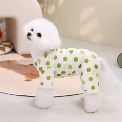 Spring Dog Pajamas Pet Dog Clothes for Small Dogs Dot Pattern Puppy Jumpsuits Lovely Soft Cat Onesize Pet Outfits Dog Apparel