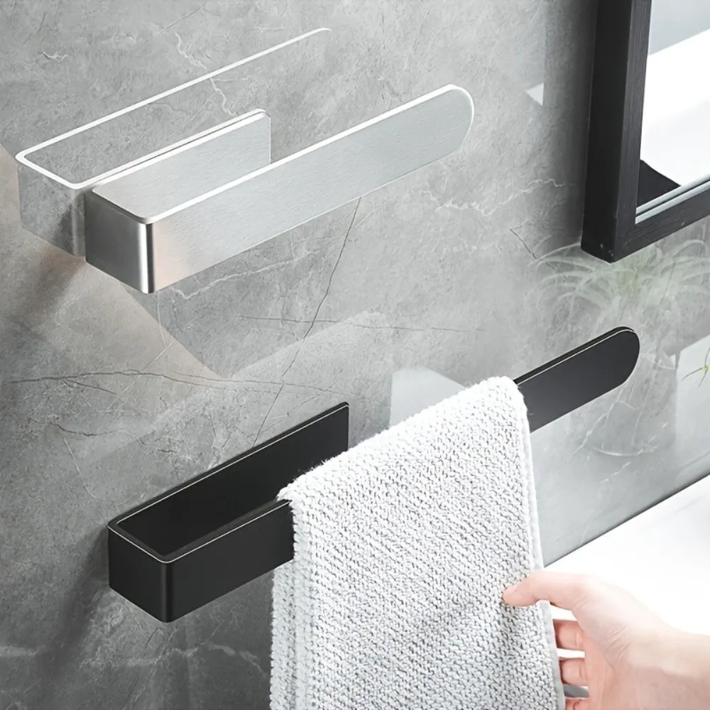 

Rustproof Self-adhesive Towel Rack Stainless Steel Single Rod Tissue Holder Space Saving Punch Free Bath Towel Hanger Bathroom