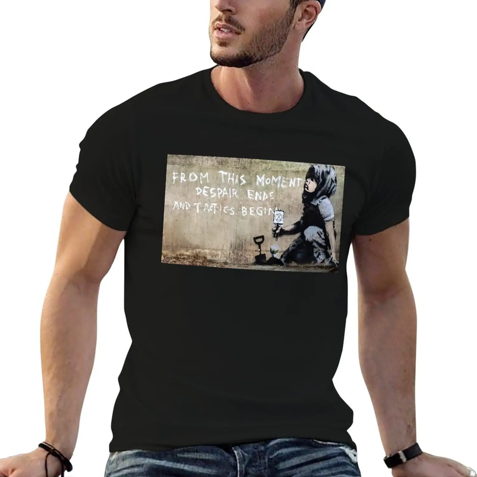 Banksy - T-shirt à manches courtes pour le travail en extérieur, motif « Despair Ends And Tactics Begin »