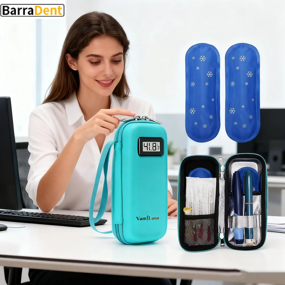 Enfriador de insulina impermeable, Estuche De Viaje diario con 2 bolsas de hielo con pantalla de termómetro, Enfriador para diabéticos, bolsa refrigerada para medicamentos