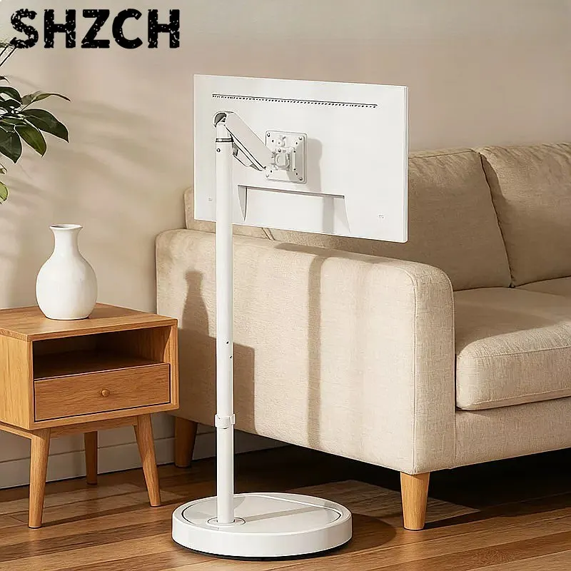 Rotatable Adjustable Floor Monitor Stand All in One Screen Mount for Live Broadcast Office