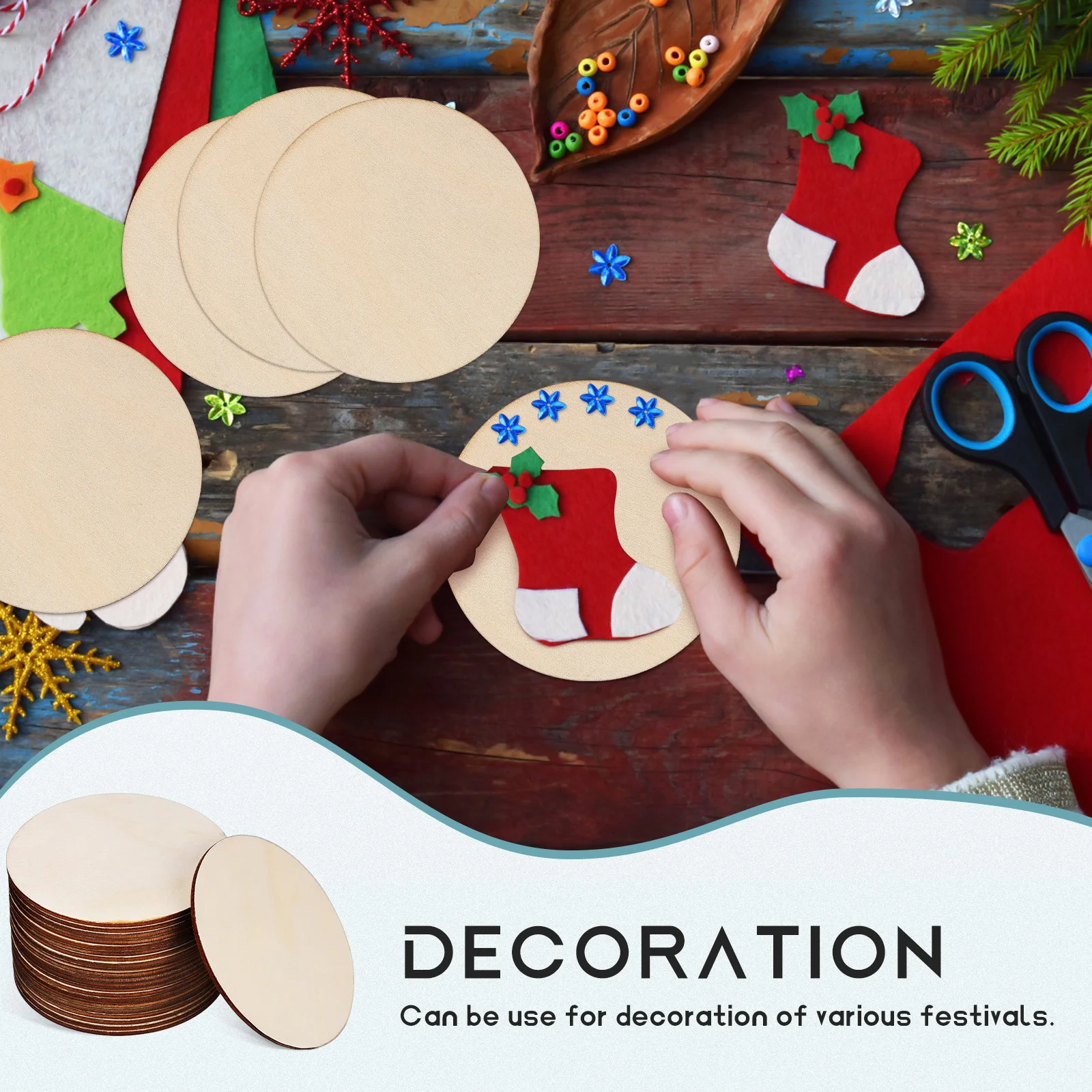 

20Pcs DIY Wooden Discs Natural Round Wood Slices for Handicrafts Decorating Wood Rounds for Party Favors Craft Supplies