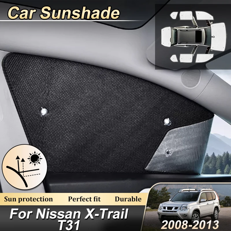 

Для Nissan X-Trail T31 (2008-2013) — Аксессуары: Солнцезащитные наклейки на боковые окна автомобиля, анти-УФ защита от солнца, козырьки