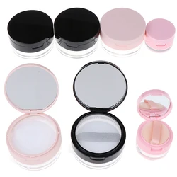 Portable Plastic Powder Box Empty Loose Powder Pot With Sieve Mirror Cosmetic Sifter Loose Jar Travel Makeup Container