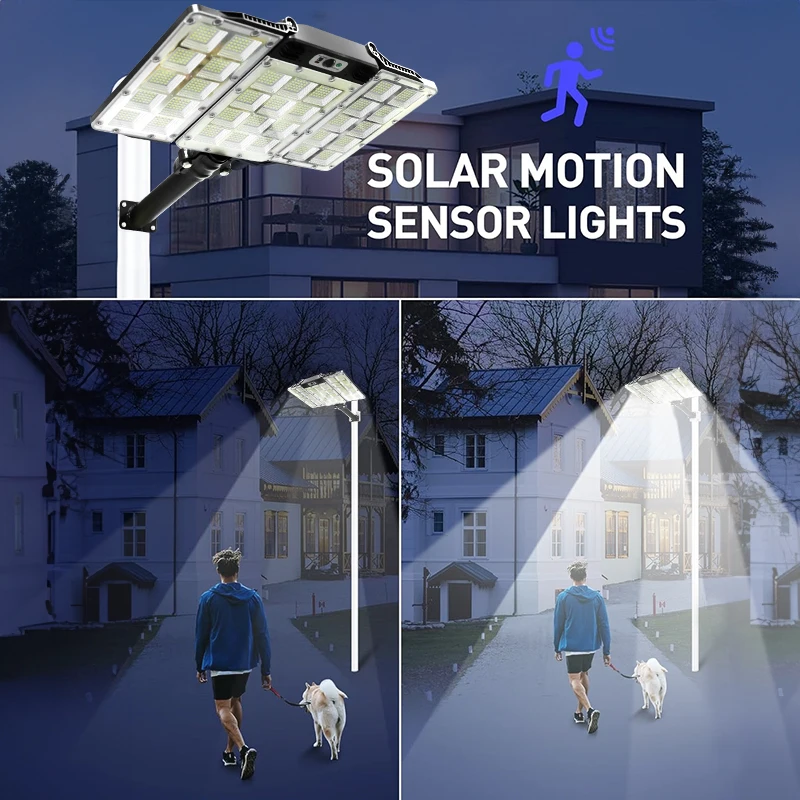 Impermeável LED Solar Spotlights, Street Lamp, indução humana, Flood Security Lights, Street Lamp, Luz ao ar livre, IP65, 384, 800