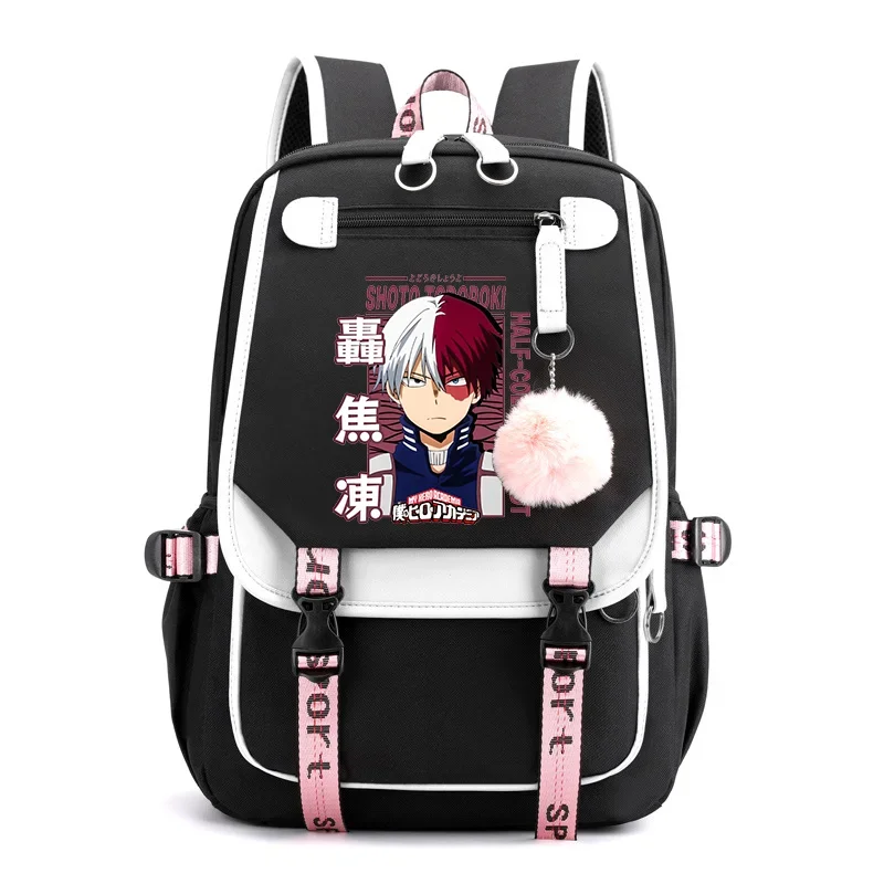 New Anime teenager fashion casual Todoroki Shoto backpack high quality USB backpacks