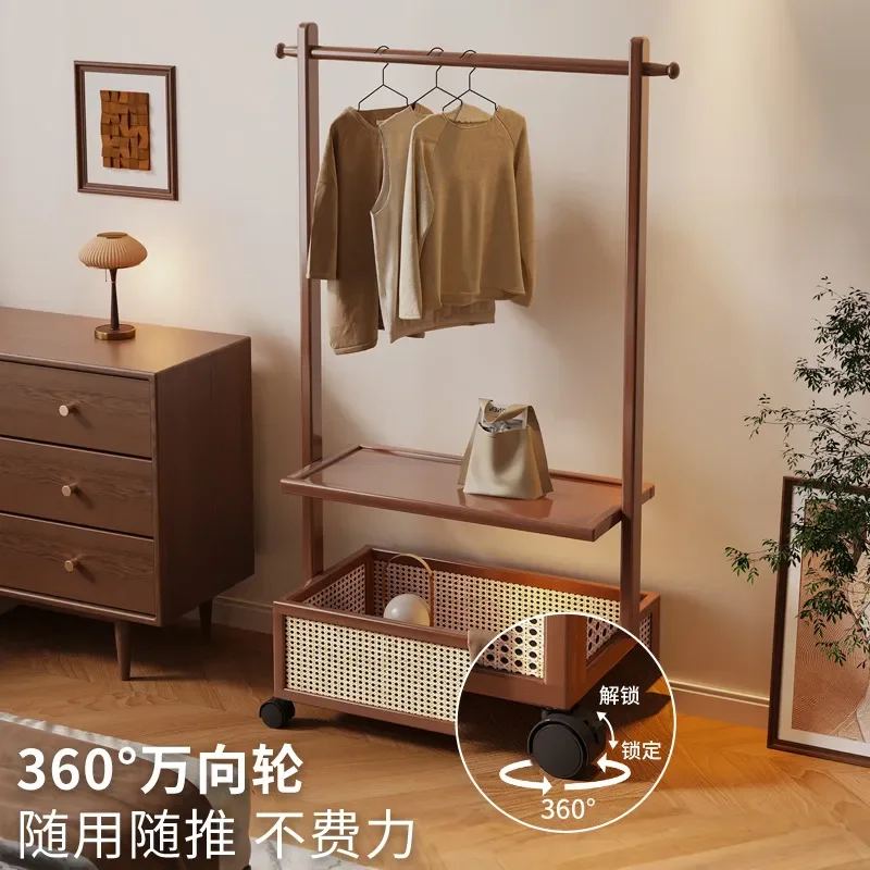 Bedroom floor-to-ceiling hanger, vertical with dirty basket, integrated storage, removable coat rack for clothes