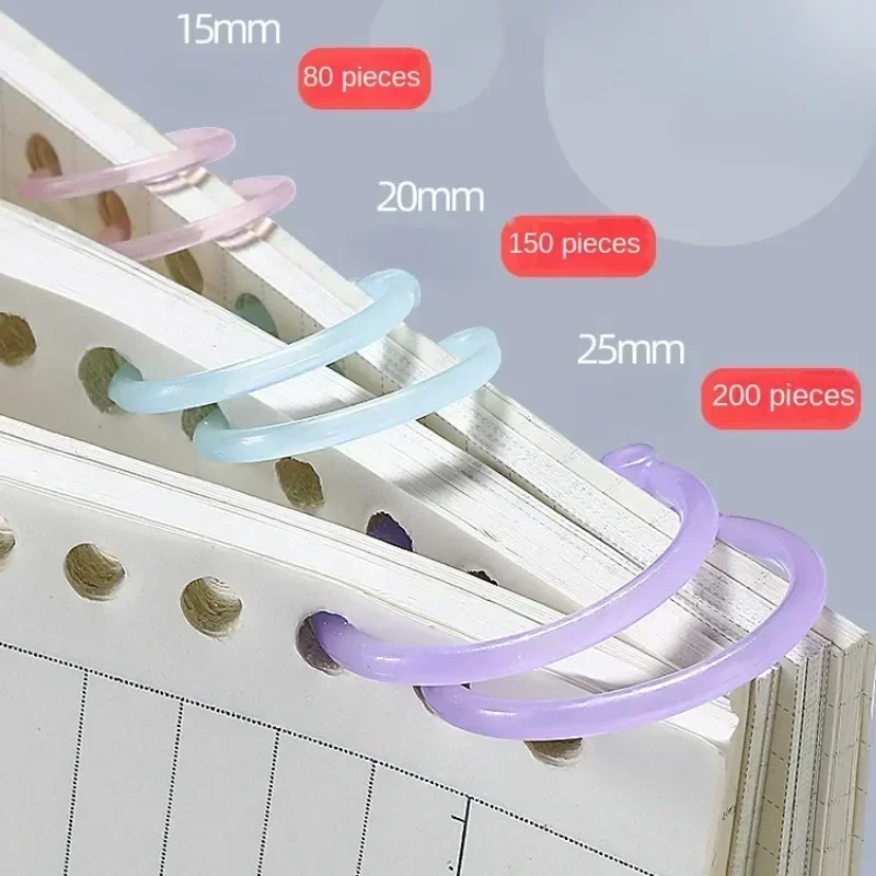 32pcs/set O15mm Loose Leaf Binder Rings Opening Notebook Refill ffice Book Binding Keychain Ring DIY Photo Album Circle Clamps