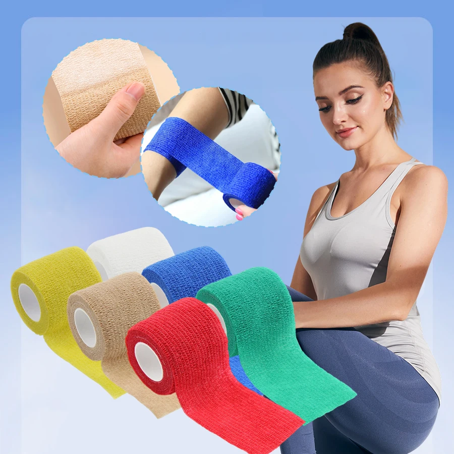 1 Piece Self-Adhesive Elastic Bandage, Available in Multiple Colors and Sizes, Sports Protective Gear, Non-Woven Fabric, Compression Fixation, Self-Adhesive Strap