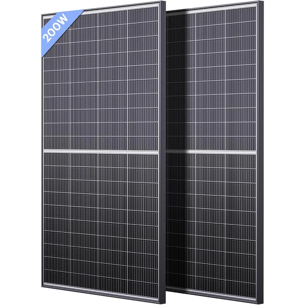 400W Bifacial Solar Panel, 200 Watt Solar Panel 12/24V, 25% High Efficiency Monocrystalline PV Module, 2 Pack 200W Solar Panel