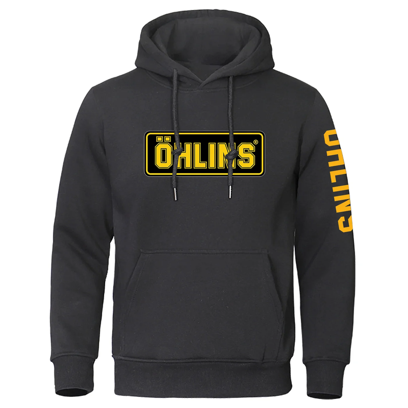 2026 Ohlins Logo-Print Frühling und Herbst Herren Einfarbiger Beliebter Pullover mit Taschen Klassischer Maßgeschneiderter Loser Hoodie – Detail 7