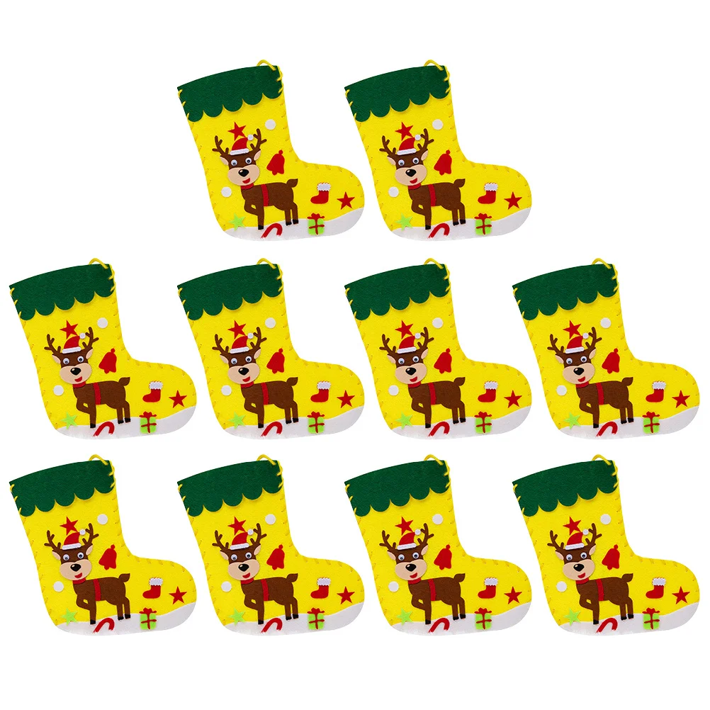 

10pcs Christmas Stocking Decoration Diy Sewing Kit Holiday Craft Non-Woven Fabric Ornament Home Party Classroom Decor