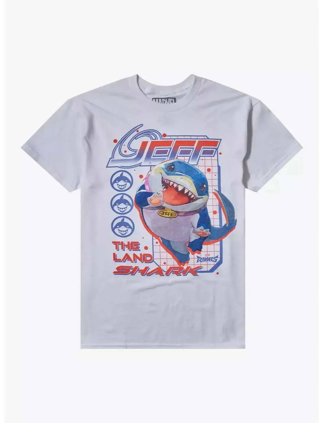 تي شيرت Marvel New Anime Cartoon Rivals Jeff Land Shark Comic Print تي شيرت للجنسين بأكمام قصيرة مريح مقاس كبير