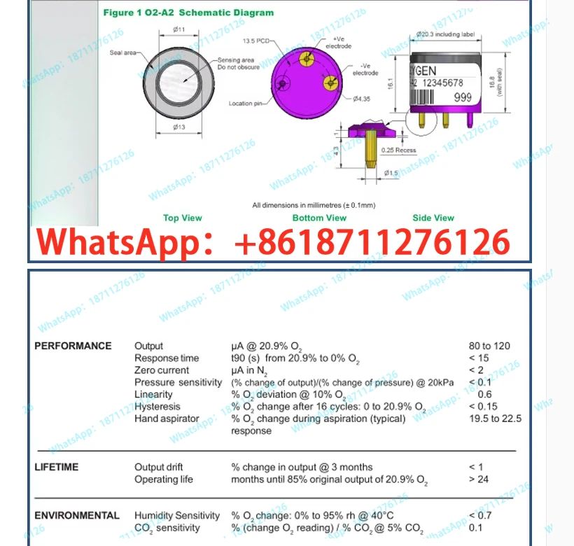Gas sensor O2-A2 02-A2 probe sensor