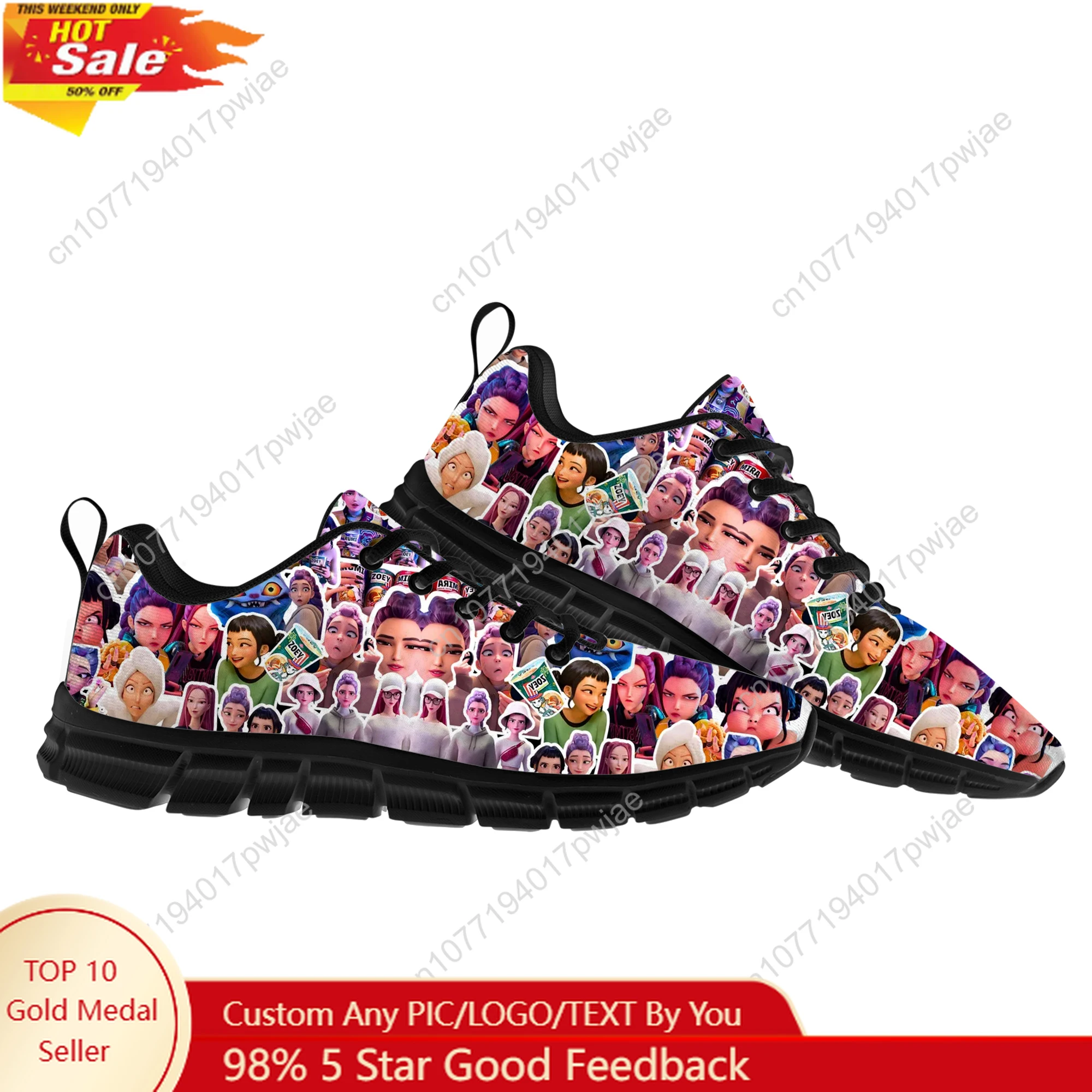 

KPop Demon Hunters Rumi Flats Sports Shoes Mens Womens Running Sneakers Fashion Casual Hiking Sneaker Custom Built Shoes