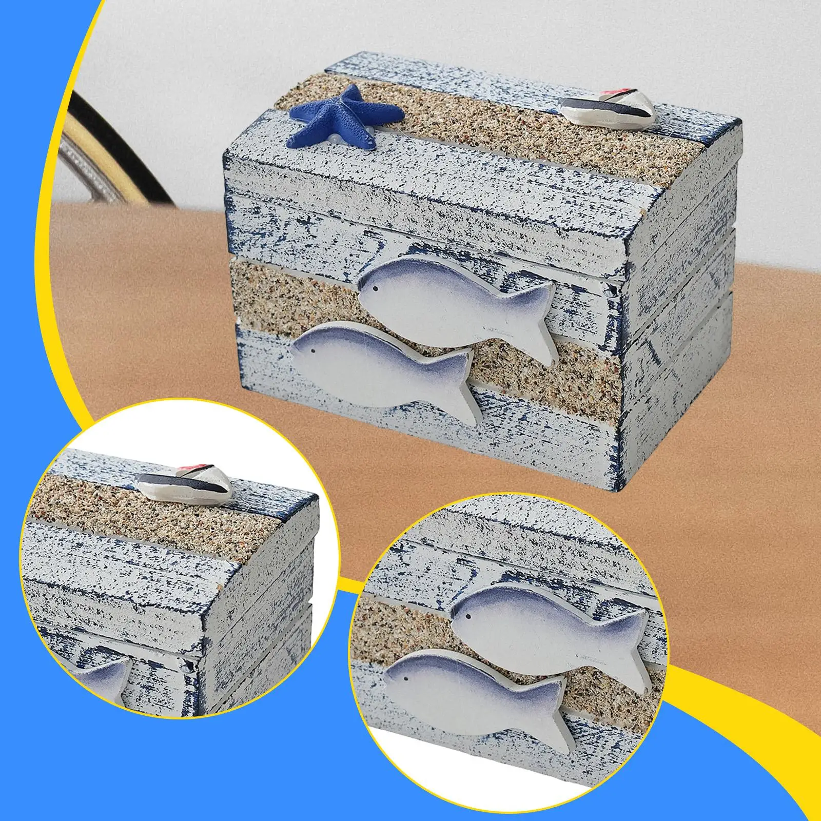 

Nautical Keepsake Storage Decorative Wooden Box Jewelry Organizer Case for Luxury Wedding Gift and Event Tabletop
